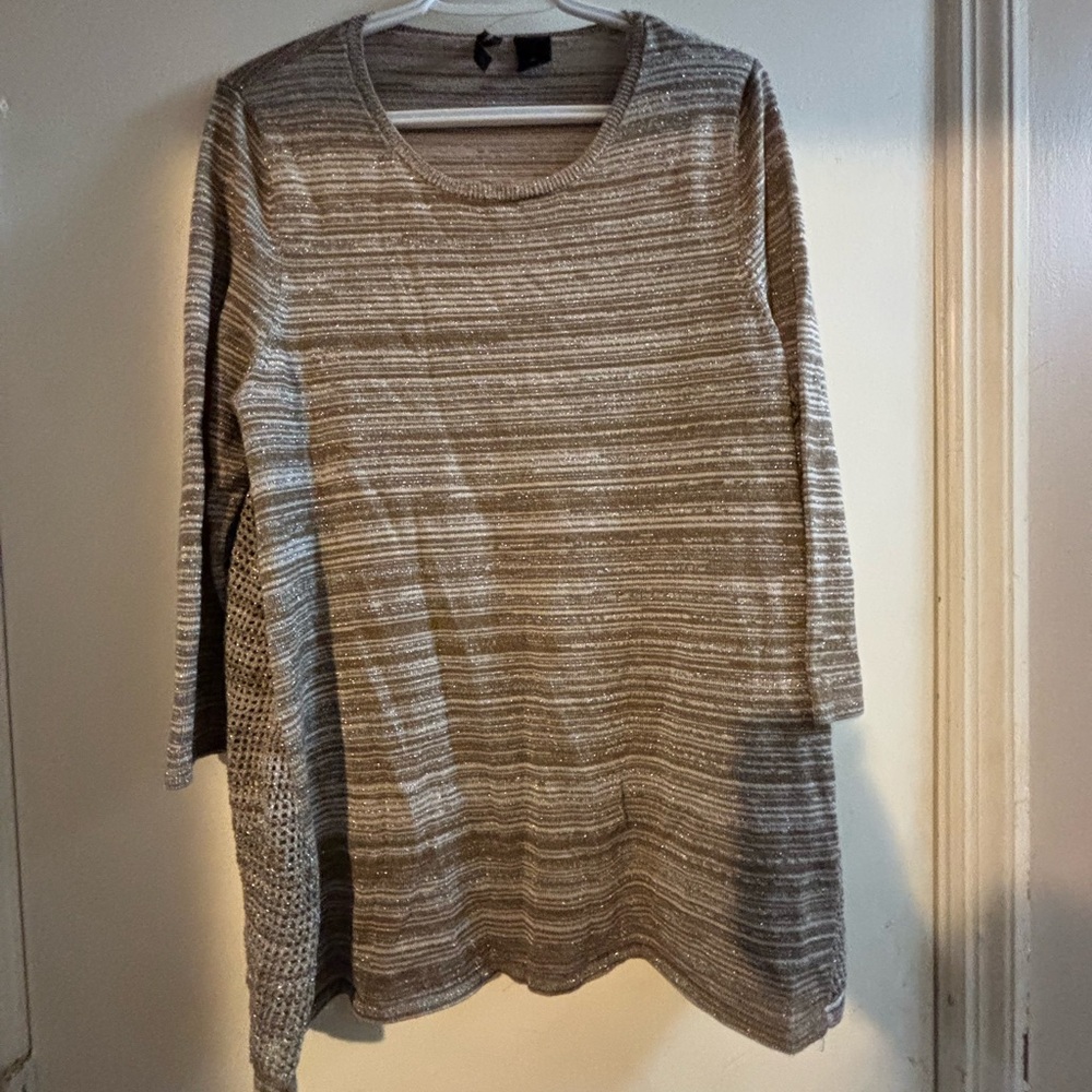New Directions Gray Silver Boxy Tunic